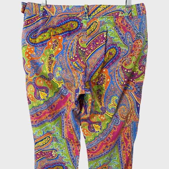Lauren Ralph Lauren Paisley Rainbow Pants Women's Petite 6P Hippy Boho Woodstock - Picture 6 of 10